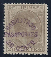 ESPAÑA/FILIPINAS 1880/83 - Edifil #65 Sello Fiscal - MNH ** Habilitado Para Pasaportes (No Catalogado) - Philipines