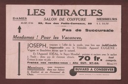 BUVARD - SALON DE COIFFURE - "LES MIRACLES" - Chez JOSEPH - 33 Rue Des Petits-Carreaux à PARIS - 2 Scannes - Parfums & Beauté