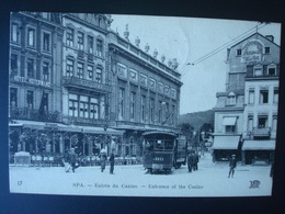 SPA : L'entrée Du Casino Et Le Tram En Gros Plan En  1920 - Spa
