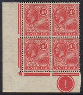 1929 1d Bright Scarlet SG 65, Never Hinged Mint Lower Left Corner Plate Number Block Of Four.  For More Images, Please V - Andere & Zonder Classificatie