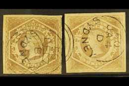 NEW SOUTH WALES 1854-59 6d Fawn Diadem, Error Of Watermark "8", SG 93a, Two Examples, One With Watermark Reversed, Each  - Autres & Non Classés