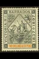 1897 2s6d Blue Black & Orange On White Paper, SG 124, Fine Mint For More Images, Please Visit Http://www.sandafayre.com/ - Barbados (...-1966)