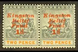 1907 1d "Kingston Relief Fund" Ovpt, Not Stop After "1d" SG 153e, Very Fine Mint, In Pair With Normal. For More Images,  - Barbades (...-1966)