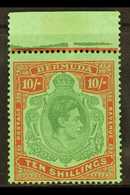 1946 10s Deep Green And Dull Red On Green (emerald Back), SG 119d, Never Hinged Mint Upper Marginal Example. For More Im - Bermuda