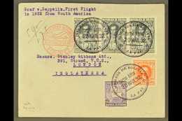 1932 1st SOUTH AMERICA - EUROPE ZEPPELIN FLIGHT, Cover To UK Franked Selection Of Bolivian Stamps Tied By La Paz Cds Can - Bolivien