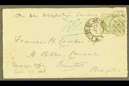 1886 INWARD MAIL. 1886 (25 Jan) Env From London To The British Consul At Santos, Bearing GB 4d Dull Green (SG 192, With  - Otros & Sin Clasificación