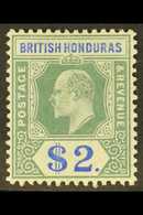 1904-07 $2 Green & Ultramarine, SG 92, Very Fine Mint For More Images, Please Visit Http://www.sandafayre.com/itemdetail - British Honduras (...-1970)