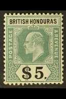 1904-07 $5 Green & Black, SG 93, Superb, Very Lightly Hinged Mint For More Images, Please Visit Http://www.sandafayre.co - Brits-Honduras (...-1970)