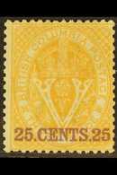 1868-71 25c Yellow, SG 31, Fine Mint. For More Images, Please Visit Http://www.sandafayre.com/itemdetails.aspx?s=626133  - Autres & Non Classés