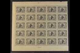 SCADTA PANAMA 1923 1p Black With "P" Consular Overprint (Scott CLP63, SG 33K), Mint (dry Gum) SHEETLET Of 25 (missing Se - Kolumbien