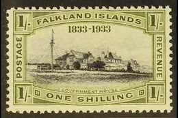 1933 1s Black And Olive-green Centenary, SG 134, Fine Mint. For More Images, Please Visit Http://www.sandafayre.com/item - Falklandeilanden
