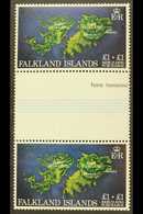 1982 £1+£1 Multicolored, "WATERMARK CROWN TO RIGHT OF CA" Variety, SG 430w, Very Fine Never Hinged Mint Vertical GUTTER  - Falklandinseln
