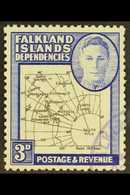 1946-9 3d Black & Blue, EXTRA ISLAND FLAW On Thick & Coarse Map Issue, SG G4aa, Very Fine Used. For More Images, Please  - Falklandeilanden