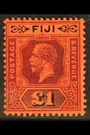 1912-23 £1 Purple And Black / Red Die II, SG 137a, Mint Very Lightly Hinged. Fresh. For More Images, Please Visit Http:/ - Fidschi-Inseln (...-1970)