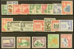 1938-55 KGVI Definitives Complete Set, SG 249/66b, Fine Mint, Many Stamps (including 10s & £1) Never Hinged. (22 Stamps) - Fidschi-Inseln (...-1970)