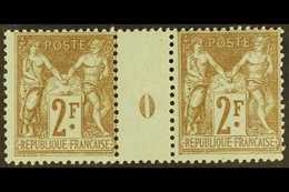 1898-1900 2f Brown On Pale Blue Sage (Yvert 105, SG 287), Fine Mint Horizontal Gutter MILLESIME NUMBER '0' PAIR (both St - Altri & Non Classificati