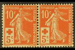 1914 10c+5c Red Red Cross (Yvert 147, SG 352), Fine Never Hinged Mint, Horizontal PAIR, Fresh. (2 Stamps) For More Image - Otros & Sin Clasificación