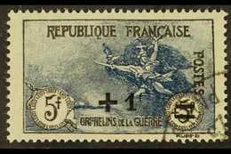 1922 +1f On 5f+5f Blue & Black War Orphans' Fund Surcharge (SG 395, Yvert 169), Very Fine Cds Used, Fresh. For More Imag - Autres & Non Classés