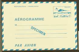 1977 1.60f Concorde SPECIMEN Aerogramme Special Printing For Cours D'Instruction (post Office Training Schools) Printed  - Autres & Non Classés