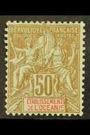 FRENCH OCEANIC SETTLEMENTS 1900 50c Bistre And Azure, Yv 20, Very Fine Mint. For More Images, Please Visit Http://www.sa - Otros & Sin Clasificación