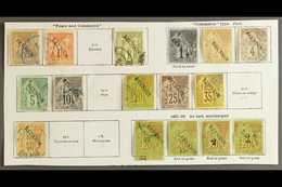 REUNION 1891 - 1893 Fine Used Selection With 1877 Imperfs 30c, 40c And 1fr (without Accent), 1881 Commerce Types Values  - Other & Unclassified