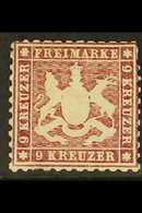 WURTTEMBERG 1862 9k Purple Perf 10 (Michel 24, SG 48), Unused No Gum, Small Thins, Some Short & Trimmed Perfs, Fresh, Ca - Andere & Zonder Classificatie