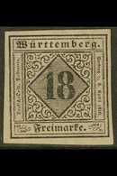 WURTTEMBERG 1852 18k On Slate- Lilac Imperf SPERATI FORGERY Unused With 4 Margins, A Couple Of Thins. For More Images, P - Other & Unclassified