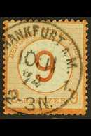 1874 "9" On 9k Chestnut (Michel 30, SG 30), Fine Cds Used With Nice Fully Dated "Frankfurt" Cds Cancel, Slightly Shortis - Other & Unclassified