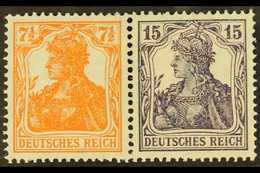 1917 7½pf+15pf Germania Horizontal SE-TENANT PAIR, Michel W 11ba, Very Fine Mint, Fresh. (2 Stamps) For More Images, Ple - Otros & Sin Clasificación
