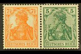 1918-19 7½pf+5pf Germania Horizontal SE-TENANT PAIR, Michel W 6ab, Very Fine Mint, Fresh. (2 Stamps) For More Images, Pl - Andere & Zonder Classificatie