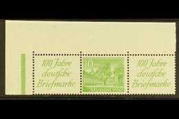 1949 Label+10pf+label Buildings Horizontal SE-TENANT STRIP, Michel W10, Superb Never Hinged Mint Top Left Corner Example - Autres & Non Classés