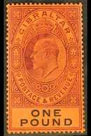 1904-08 £1 Deep Purple And Black On Red, SG 64, Very Fine Lightly Hinged Mint. For More Images, Please Visit Http://www. - Gibraltar