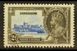 1935 2d Ultramarine And Grey Black, Silver Jubilee, Variety "Extra Flagstaff", SG 114a, Good Used But With Some Discolou - Gibraltar