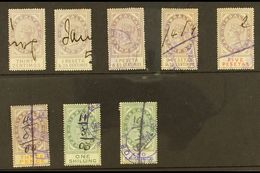 REVENUE STAMPS STAMP DUTY 1894 30c, 1p25, 1p85, 2p50 And 5p (Barefoot 1/2 & 4/6); Plus 1898 3d, 1s And 2s (Barefoot 10/1 - Gibilterra
