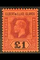 1924 £1 Purple And Black On Red, SG 24, Very Fine Lightly Hinged Mint. For More Images, Please Visit Http://www.sandafay - Gilbert- Und Ellice-Inseln (...-1979)