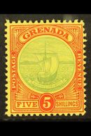 1908-11 5s Green And Red On Yellow Badge, SG 88, Fine Mint.  For More Images, Please Visit Http://www.sandafayre.com/ite - Grenade (...-1974)