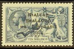 1922 RARE OVERPRINT VARIETY. 10s Dull Grey-blue Seahorses Dollard OVERPRINT DOUBLE ONE ALBINO Variety (Hibernian T14h (n - Otros & Sin Clasificación