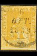 TUSCANY 1857 1s Bright Ochre, Wmk Vertical Lines, Sass 11a, Very Fine Used With Three Clear Margins, Just Touches Outer  - Zonder Classificatie