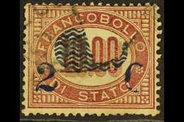 1878 2c On 10L Claret Surcharge With Large Part Of Wavy Lines Missing VARIETY (Soprastampa Parzialmente Mancante), Sasso - Unclassified