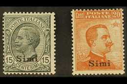 AEGEAN IS - SIMI 1921 - 2 15c Grey And 20c Orange With Wmk, Sass 10/11, Fine Mint. (2 Stamps) For More Images, Please Vi - Andere & Zonder Classificatie