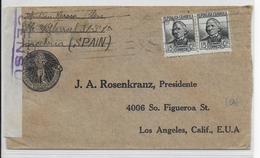 1938 - LETTRE PUB DECOREE Avec CENSURE REPUBLICAINE De BARCELONA => LOS ANGELES (USA) - Briefe U. Dokumente
