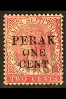 PERAK 1889-90 1c On 2c Bright Rose Surcharge Without Stop, SG 41, Fine Used, Fresh & Scarce. For More Images, Please Vis - Autres & Non Classés