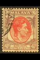MALACCA 1942 40c Scarlet And Dull Purple, Straits Settlements,  With Part  "Malacca Chop" Overprint, SG J53, Very Fine U - Altri & Non Classificati