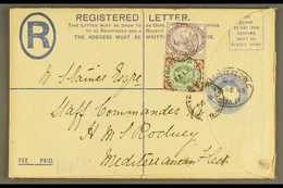 1895 (13 Feb) GB 2d Registered Stationery Env Uprated By 1d Lilac And 4d Jubilee Stamps, Addressed To The Staff Commande - Malte (...-1964)
