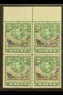 1938 5s. Black And Green, Upper Marginal Block Of Four, One Showing Semaphore Flaw, SG 230a, Fine Never Hinged Mint. For - Malte (...-1964)