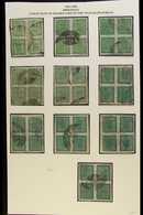 1917-30 4a Green (SG 41, Scott 17, Hellrigl 43), TEN BLOCKS OF FOUR Used With Telegraphic Cancels, Various Shades And Cl - Népal