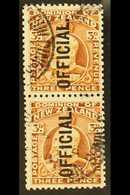 OFFICIALS 1910 - 16 3d Chestnut, Vertical Pair Of Perf 14x14½ And Perf 14x13½, SG O74ab, Very Fine Used. Rare Pair, RPS  - Other & Unclassified