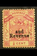 1886 "and Revenue" On ½c Magenta, SG 14, Mint With Toned Gum, Cat £250. For More Images, Please Visit Http://www.sandafa - Noord Borneo (...-1963)