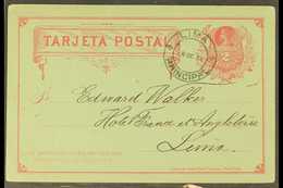 1883 (8 Oct) 2c Chilean Postal Stationery Card Cancelled Very Fine LIMA Cds During The Chilean Occupation, On Reverse Me - Perù