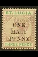 1891-92 "ONE HALF PENNY" Surcharge On 3d Dull Mauve And Green, Die II, SG 56, Very Fine Mint. For More Images, Please Vi - St.Lucia (...-1978)